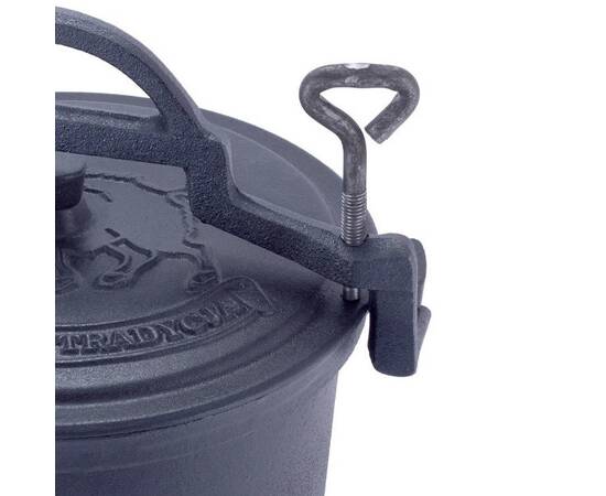 Казан чавунний емальований на ніжках 15л. Kamille (4808M), Об’єм казана: 15 л, Наявність кришки: з чавунною кришкою, зображення 4