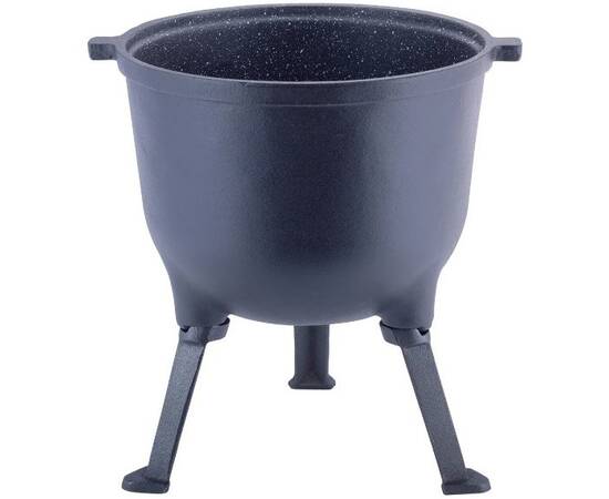 Казан чавунний емальований на ніжках 15л. Kamille (4808M), Об’єм казана: 15 л, Наявність кришки: з чавунною кришкою, зображення 5