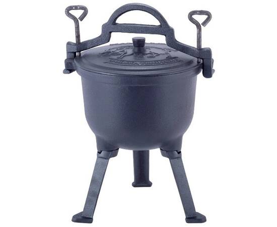 Казан чавунний емальований на ніжках 7л. Kamille (4801M), Об’єм казана: 7 л, Наявність кришки: з чавунною кришкою, зображення 6