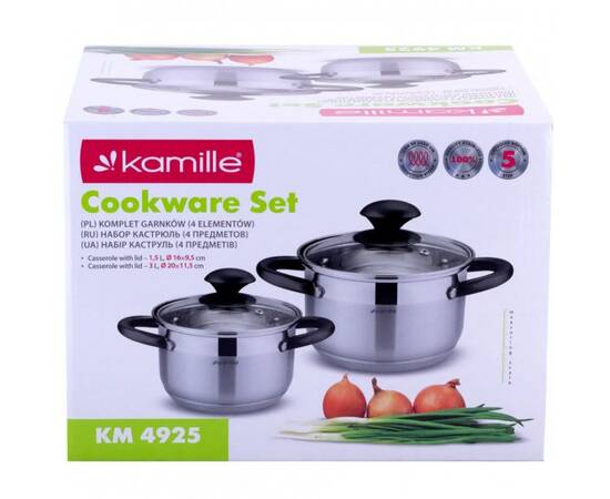 Набор кастрюль 4 предмета (1,5л, 3л) Kamille (4925), изображение 3