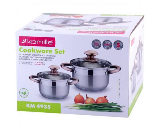 Набір каструль 4 предмети (1,5л, 3л) Kamille (4935), зображення 3