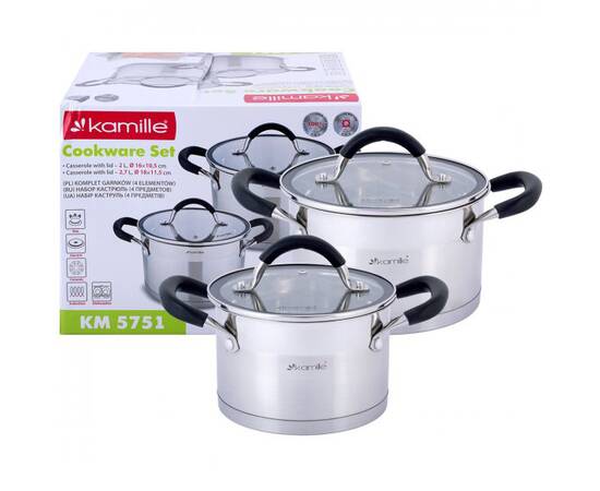 Набір каструль 4 предмети (2л, 2.7л) Kamille (5751), зображення 4