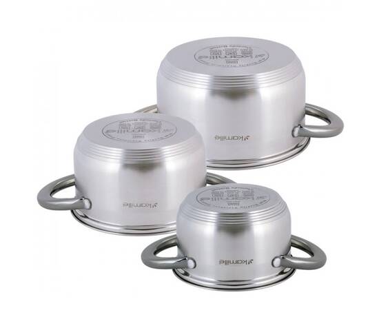 Набор кастрюль 6 предметов (1л, 1,5л, 2л) Kamille (4926), изображение 3