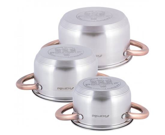 Набор кастрюль 6 предметов (1л, 1,5л, 2л) Kamille (4936), изображение 3