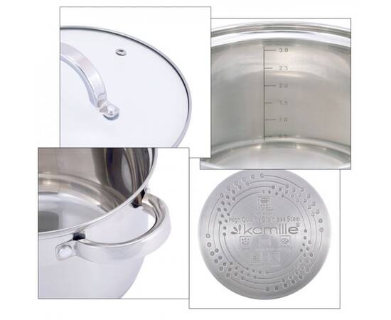 Набір каструль 6 предметів (1л, 1.8л, 2.5л) Kamille (5628S), зображення 2