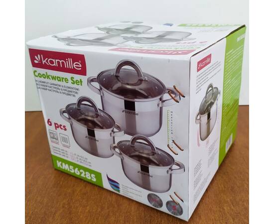 Набір каструль 6 предметів (1л, 1.8л, 2.5л) Kamille (5628S), зображення 6