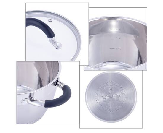 Набор кастрюль 6 предмета (1.8л, 2.5л, 3.5л) Kamille (5754), изображение 3