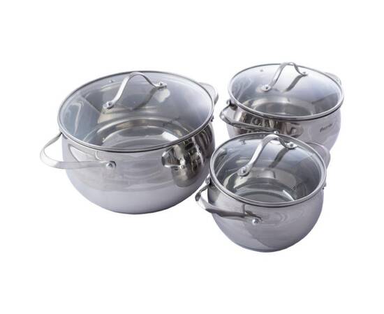 Набор кастрюль 6 предметов (16x10cm, 20x11,5cm, 24x13,5 см) Kamille (5911), изображение 2