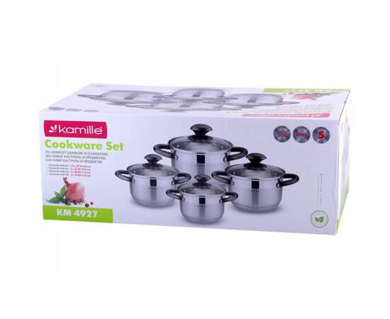 Набір каструль 8 предметів (1,5л, 2л, 3л, 5л) Kamille (4927), зображення 4