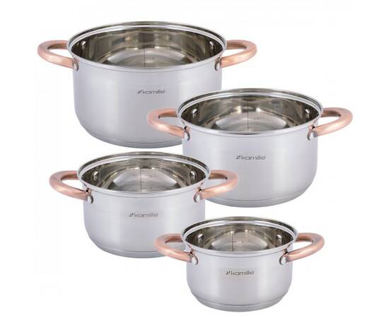 Набір каструль 8 предметів (1,5л, 2л, 3л, 5л) Kamille (4937), зображення 2