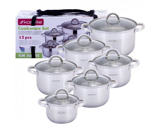 Набір посуду 12 пр. (каструлі 1,8 л, 2.5 л, 2,5 л, 3,8 л, 3,8 л, 6.5 л), зображення 4