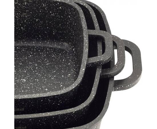 Набір посуду 7 предметів з прихватками (каструлі квадратні 20 см, 24 см, 28 см, прихватки 2шт) Kamille (4435), зображення 4