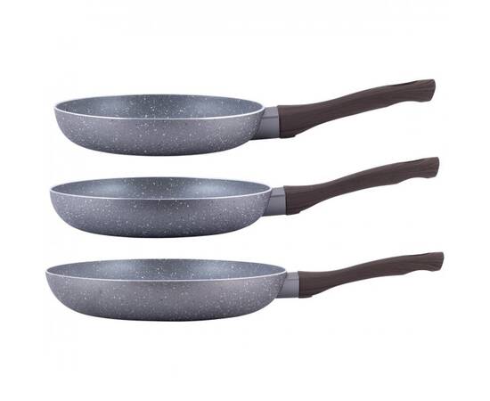 Набор сковород (О20 см, О24 см, О28 см) Kamille (4116), Цвет: серый, Тип: набор сковородок, Форма: круглая, Диаметр (см): 20/24/28, изображение 2