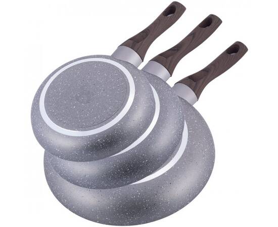 Набор сковород (О20 см, О24 см, О28 см) Kamille (4116), Цвет: серый, Тип: набор сковородок, Форма: круглая, Диаметр (см): 20/24/28, изображение 3