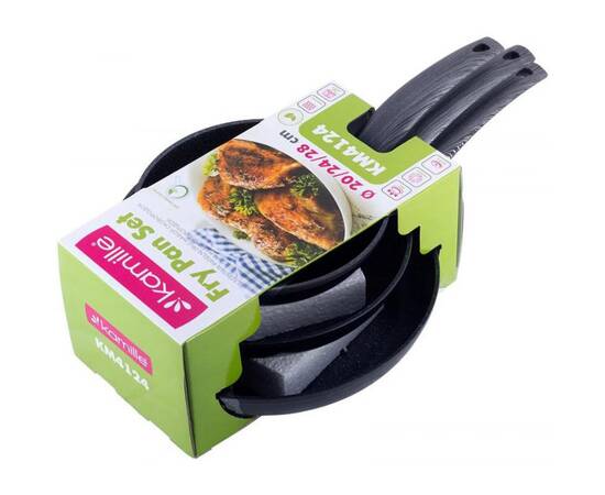 Набор сковород 20 см, 24 см, 28 см Kamille (4124), Цвет: черный, Тип: набор сковородок, Форма: круглая, Диаметр (см): 20/24/28, изображение 4