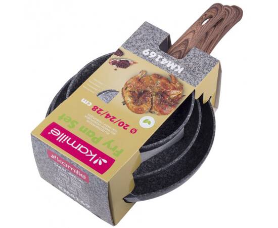 Набір сковорідок 20 см, 24 см, 28 см Kamille (4169), Колір: сірий, Тип: набір сковорідок, Форма: кругла, Діаметр (см): 20/24/28, зображення 5