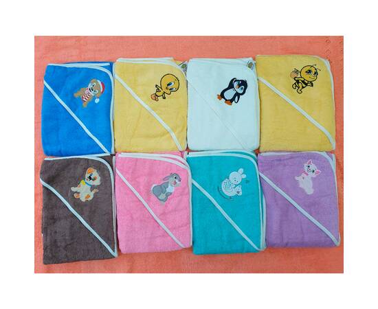 Рушник дитячий для купання з капюшоном махра 100x100 жовтий Zeron (18614), Колір: жовтий, Розмір: 100x100, зображення 2