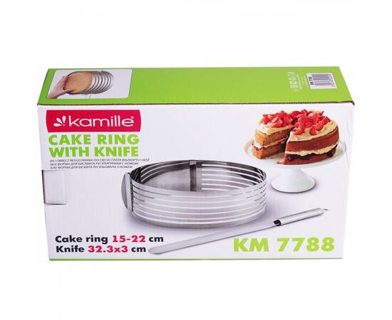 Форма для бисквита регулируемая 15x22 см с отверстием для нарезки и ножом Kamille (7788), изображение 3