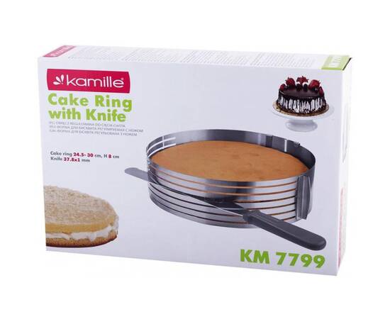 Форма для бисквита регулируемая O24,5-33 см с ножом Kamille (7799), изображение 4