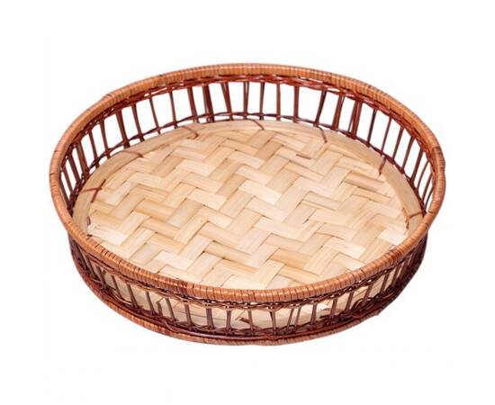 Форма керамічна для запікання 2.1л (29x29x5 см) кругла з ротанговим кошиком Kamille (6305), зображення 4