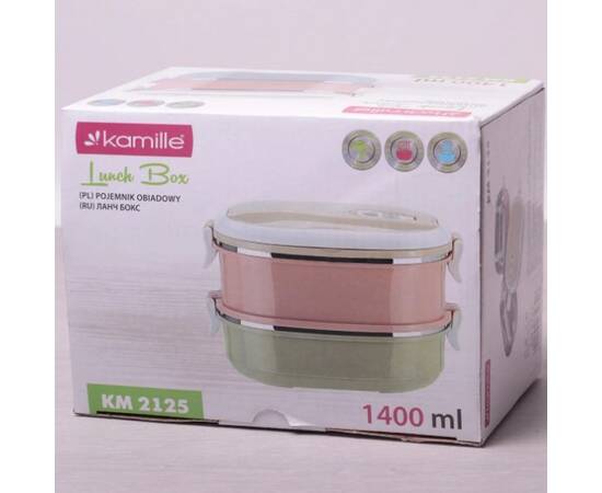 Ланч бокс двойной 1400 мл 20x14.5x13.5 см Kamille (2125), изображение 4