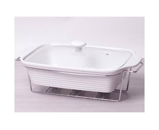 Марміт керамічний прямокутний 36x12, 5x21 см 2.4л з підставкою Kamille (6403), зображення 2