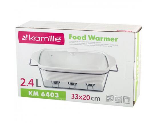 Марміт керамічний прямокутний 36x12, 5x21 см 2.4л з підставкою Kamille (6403), зображення 4