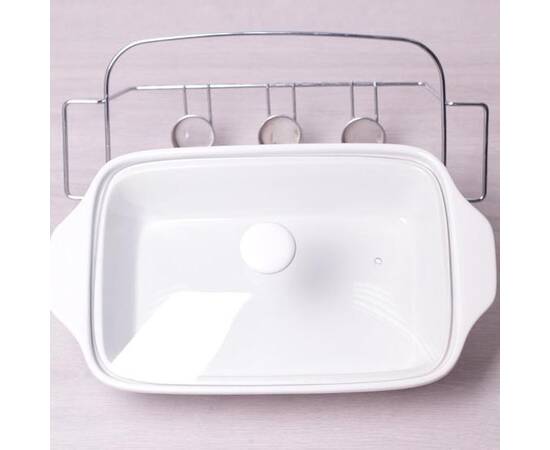 Марміт керамічний прямокутний 39x12x23 см 3л з підставкою Kamille (6404), зображення 3