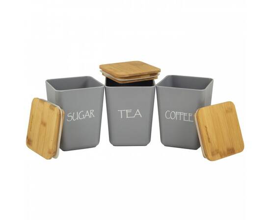 Набір ємностей із бамбукового полотна 11x11x10.6 см 3шт (сірий) Kamille (1134), зображення 2