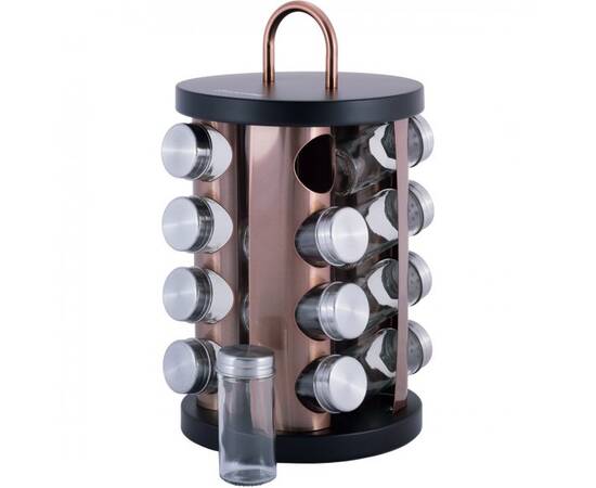 Набір ємностей для спецій на круглій підставці 16шт Kamille (7041), зображення 4