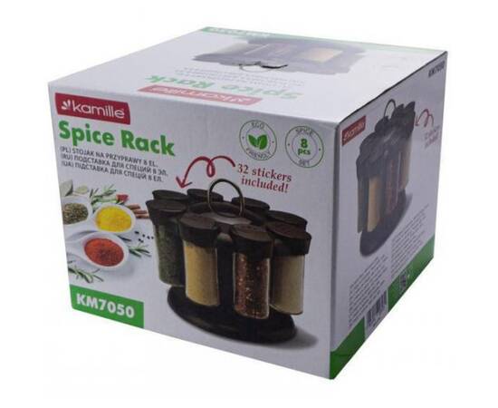 Набір ємностей для спецій на круглій підставці 8шт. Kamille (7050), зображення 5
