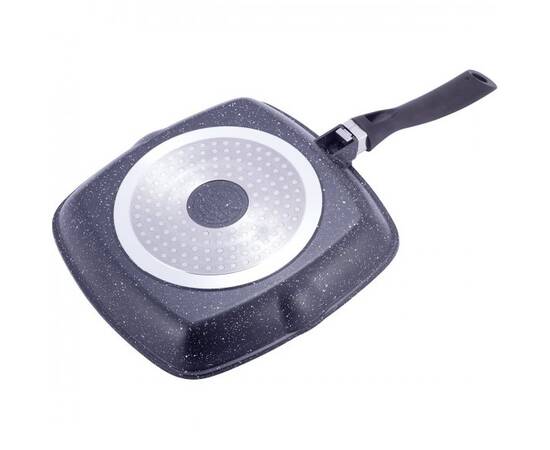 Сковорода-гриль 28 см із кришкою Kamille (4431), Колір: чорний, Тип: сковорода гриль, Форма: квадратна, Діаметр (см): 28, зображення 3