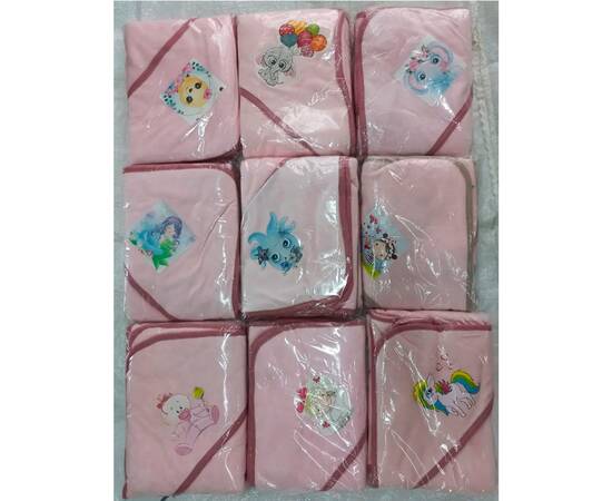 Полотенце детское для купанья велюровое с капюшоном 80x80 пудрово-розовое Zeron (18709), Цвет: нежно-розовый, Размер: 80x80, изображение 2