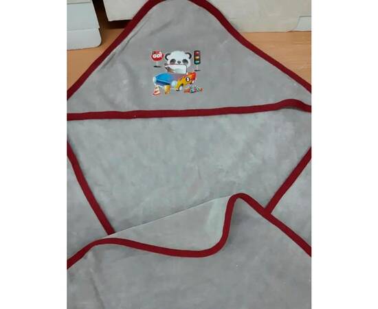 Рушник дитячий для купання велюровий з капюшоном 80x80 темно-сірий Zeron (18700), Колір: антрацитовий, Розмір: 80x80, зображення 2