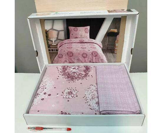 Постельное белье ранфорс 145x220 EKO DANDELION PEMBE Zeron (18661), изображение 2