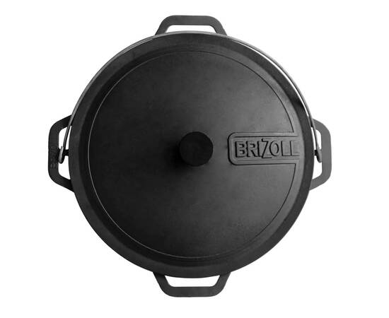 Казан азиатский чугунный с чугунной крышкой 15 л Азия Brizoll (KA15-1), Объем казана: 15 л, Наличие крышки: с чугунной крышкой, изображение 3