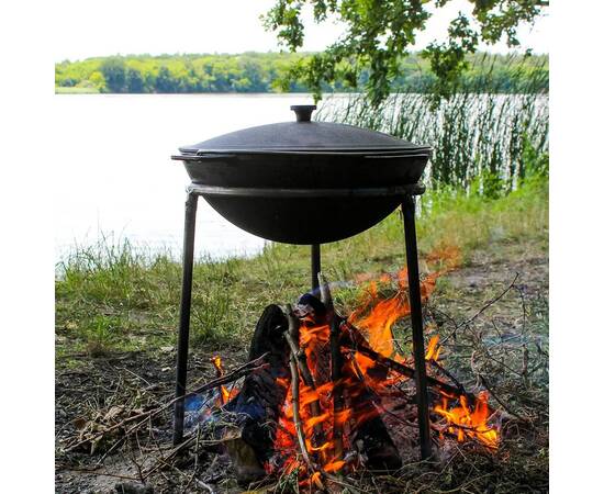 Казан азиатский чугунный с чугунной крышкой 15 л Азия Brizoll (KA15-1), Объем казана: 15 л, Наличие крышки: с чугунной крышкой, изображение 4