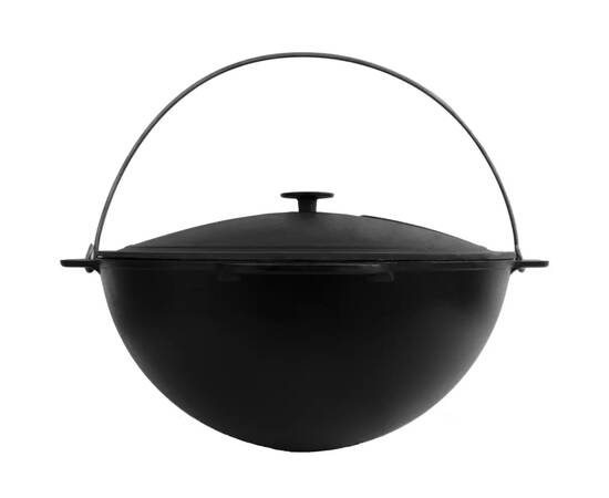Казан азиатский чугунный с чугунной крышкой 6 л Азия Brizoll (KA06-1), Объем казана: 6 л, Наличие крышки: с чугунной крышкой, изображение 2