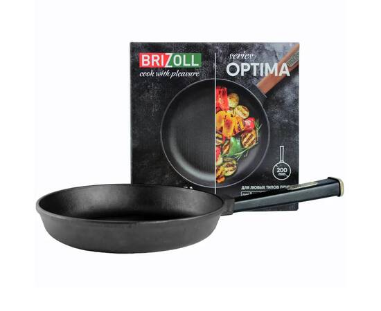 Сковорода чугунная 200х38,5 мм с ручкой Optima-Black Brizoll (O2035-P1), Цвет: черный, Тип: сковорода, Форма: круглая, Диаметр (см): 20, изображение 2