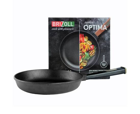Сковорода чавунна 240х46, 5 мм з ручкою Optima-Black Brizoll (O2440-P1), Колір: чорний, Тип: сковорода, Форма: кругла, Діаметр (см): 24, зображення 3