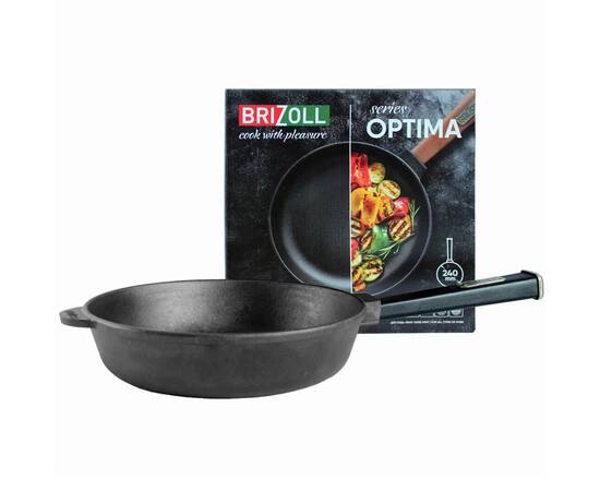 Сковорода чавунна 240х61,5 мм з ручкою Optima-Black Brizoll (O2460-P1), Колір: чорний, Тип: сковорода глибока, Форма: кругла, Діаметр (см): 24, зображення 3