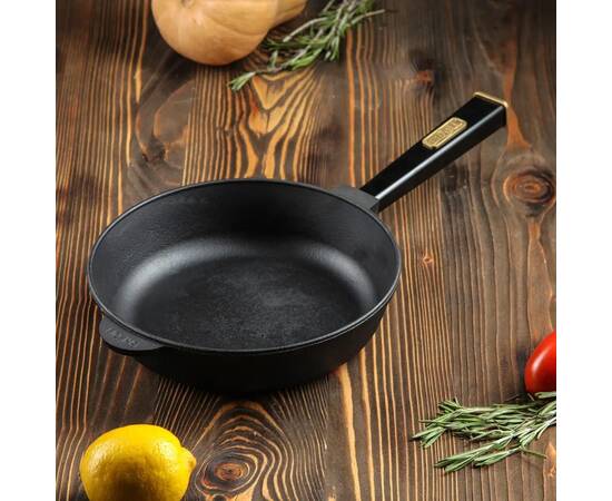Сковорода чавунна 260х65,5 мм з ручкою Optima-Black Brizoll (O2660-P1), Колір: чорний, Тип: сковорода глибока, Форма: кругла, Діаметр (см): 26, зображення 2