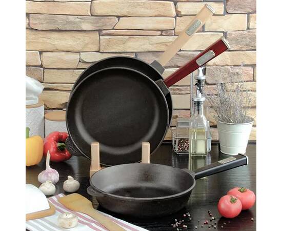 Сковорода чавунна 240x61,5 мм з ручкою Optima-Bordo Brizoll (O2460-P2), Колір: бордовий, Тип: сковорода глибока, Форма: кругла, Діаметр (см): 24, зображення 2