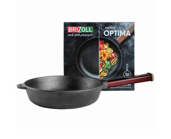 Сковорода чавунна 240x61,5 мм з ручкою Optima-Bordo Brizoll (O2460-P2), Колір: бордовий, Тип: сковорода глибока, Форма: кругла, Діаметр (см): 24, зображення 3