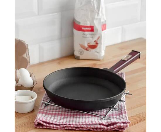 Сковорода чавунна 280х69,5 мм з ручкою Optima-Bordo Brizoll (O2860-P2), Колір: бордовий, Тип: сковорода глибока, Форма: кругла, Діаметр (см): 28, зображення 2
