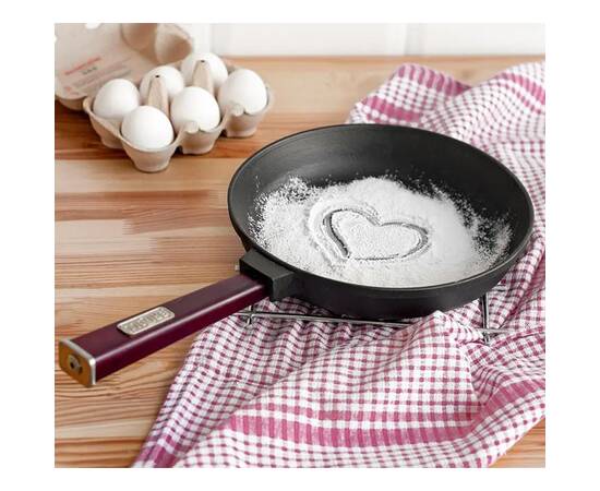 Сковорода чавунна 260х49,5 мм з ручкою Optima-Bordo Brizoll (O2640-P2), Колір: бордовий, Тип: сковорода, Форма: кругла, Діаметр (см): 26, зображення 3