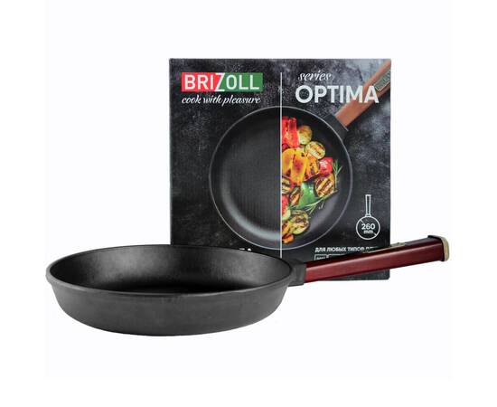 Сковорода чавунна 260х49,5 мм з ручкою Optima-Bordo Brizoll (O2640-P2), Колір: бордовий, Тип: сковорода, Форма: кругла, Діаметр (см): 26, зображення 4