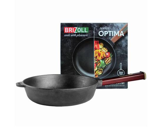 Сковорода чавунна 260х65,5 мм з ручкою Optima-Bordo Brizoll (O2660-P2), Колір: бордовий, Тип: сковорода глибока, Форма: кругла, Діаметр (см): 26, зображення 4