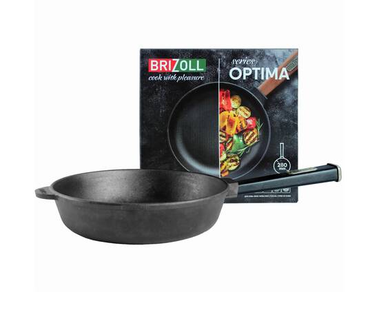 Сковорода чавунна 280х69,5 мм з ручкою Optima-Black Brizoll (O2860-P1), Колір: чорний, Тип: сковорода глибока, Форма: кругла, Діаметр (см): 28, зображення 3