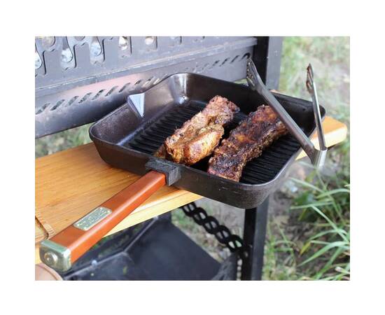 Сковорода чавунна квадратна гриль 280х280х57, 5 мм з ручкою Optima-Bordo Brizoll (O282850G-P2), Колір: бордовий, Тип: сковорода гриль, Форма: квадратна, Діаметр (см): 28, зображення 2